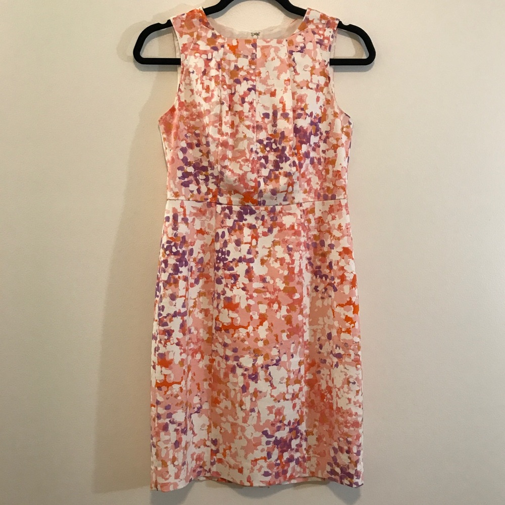 Ann Taylor Pink Orange Purple Printed Midi Dress